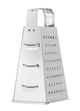 Терка конус усиленная для овощей и фруктов 4-сторонняя из нержавеющей стали (высота 20.5 см)