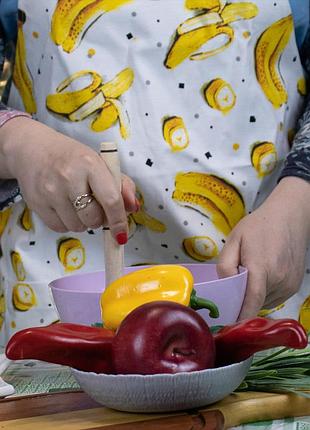 Макогон толкушка картофелемялка фигурная маленькая деревянная 20 см