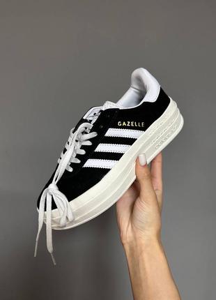 Кросівки campus adidas gazelle bold “black / white” premium