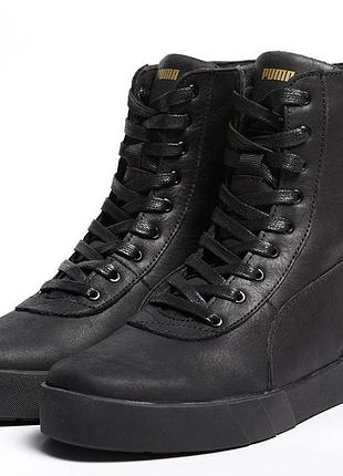 Кроссовки кожаные зимние puma black-gold5 фото