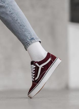 Нові бордові жіночі кеди vans classic red на літо6 фото