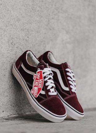 Новые бордовые женские кеды vans classic red на лето7 фото