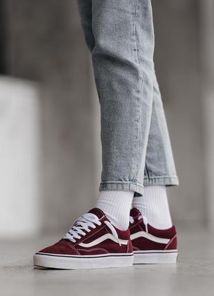 Нові бордові жіночі кеди vans classic red на літо9 фото