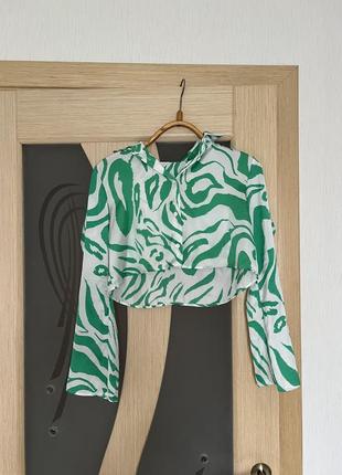 Блуза у тигровый анималистичный принт укороченная кроп блузка5 фото