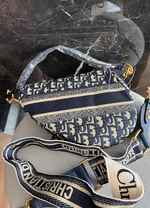 Брендова сумка christian dior saddle blue beige4 фото