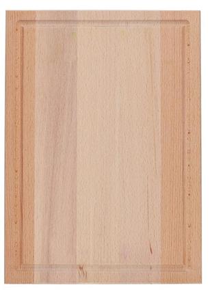 Доска кухонная разделочная деревянная из бука 25х35 см с жёлобом wood&steel3 фото