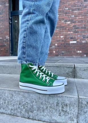 Женские кеды converse hight x chuck taylor platform ‘green’2 фото