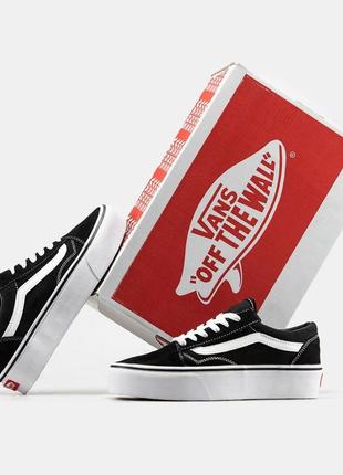 Новые черно-белые женские кеды vans classic platform на широкой подошве2 фото