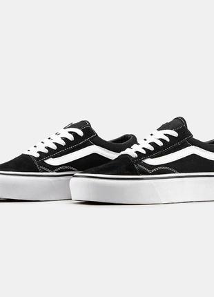 Новые черно-белые женские кеды vans classic platform на широкой подошве4 фото