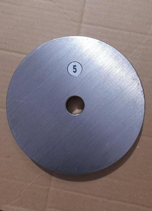 Металлический диск, блин 5 кг на гриф 28-30 мм без покрытия1 фото