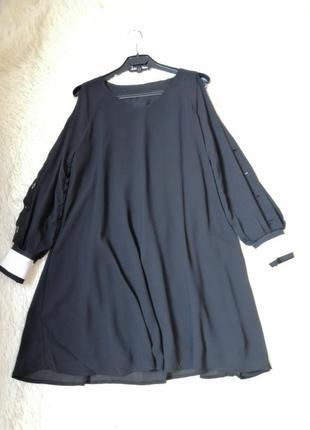Сукня разлетайка шифон на підкладці гарний пишний рукави з розрізами на гудзиках і манжет гумка, сук1 фото