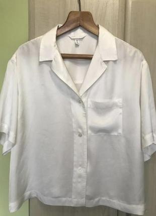 Атласная рубашка сорочка h&m вискоза
