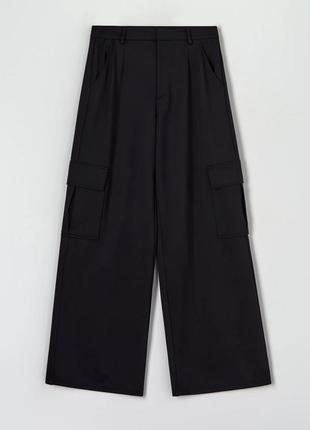 Штаны с карманами палаццо брюки карго sinsay размер m