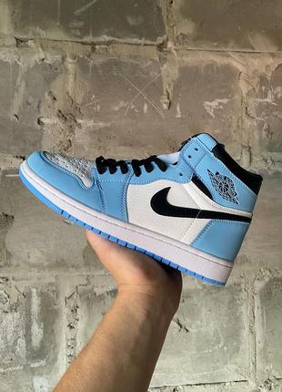 Уцінка знижка nike air jordan 1 blue white кросівки блакитні унісекс 42 розмір чоловічі жіночі голубые женские мужские кроссовки скидка