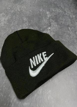 Шапка трикотаж nike хаки
