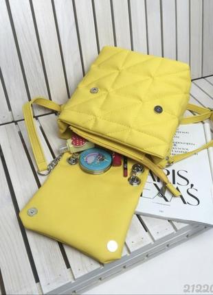 Жовтий рюкзак, жіноча сумочка, стьобаний жовтий рюкзак2 фото
