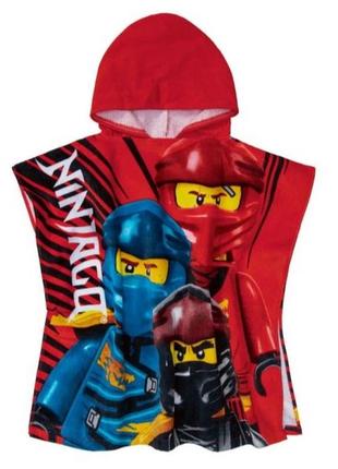 Рушник-пончо пляжний ніндзя ninjago lego 60х120 см