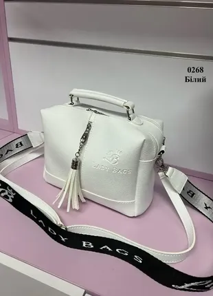 Белая - стильная качественная сумка lady bags на два отделения с двумя съемными ремнями1 фото