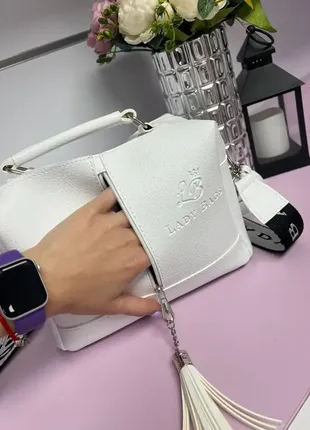 Белая - стильная качественная сумка lady bags на два отделения с двумя съемными ремнями3 фото