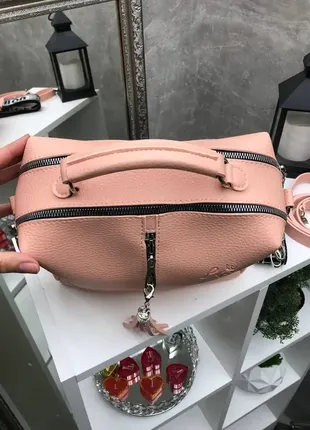 Пудра — стильна якісна сумка lady bags на два відділення з двома знімними ременями2 фото