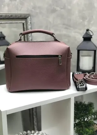 Темна пудра — стильна якісна сумка lady bags на два відділення з двома знімними ременями2 фото