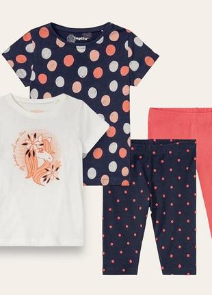 Комплект літній на дівчинку 4 шт футболка лосини 98/104 см lupilu