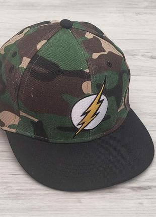 Кепка дитяча снепбек (snapback)  flash  камуфляж з чорним 50-54р (2228)