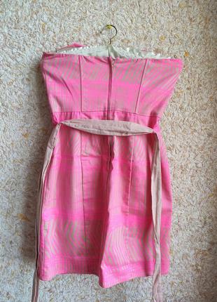 Платья-бюстье с корсетом летнее розовое яркое нарядное с поясом hm4 фото