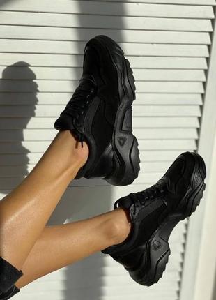 Черные кроссовки/ натуральная кожа/ обувь
