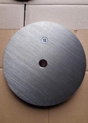 Металевий диск,блін 15 кг на гриф 25 мм, без покриття