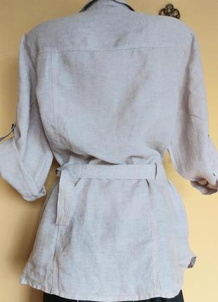 Кремовая льняная рубашка,блуза,4 фото