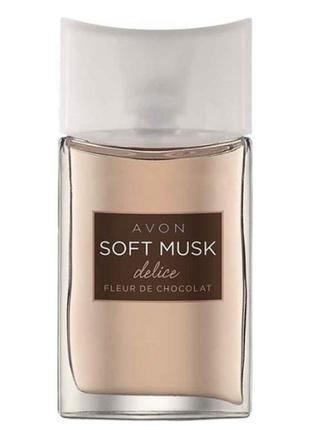 Туалетна вода avon soft musk delice fleur de chocolate, 50 мл / ейвон1 фото