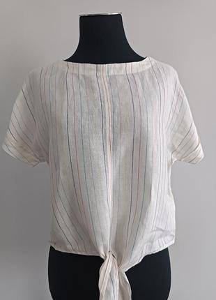 Футболка из льна блуза с коротким рукавом топ, m&s, pure linen, 103 фото