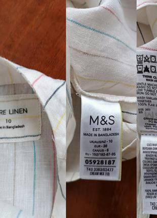 Футболка из льна блуза с коротким рукавом топ, m&s, pure linen, 1010 фото