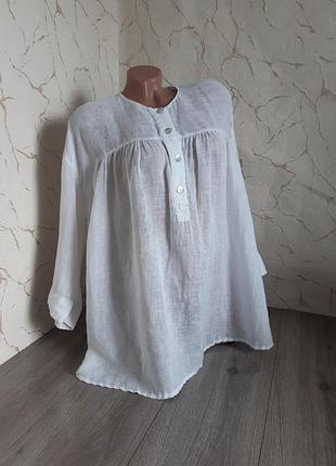 Рубашка распашонка лён белая,46-48 р