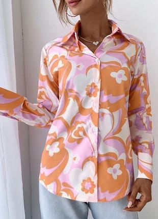 Стильная рубашка в цветочный принт shein