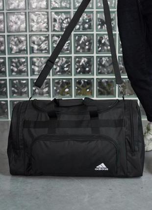 Дорожна сумка чорна adidas, біле лого (вел.)