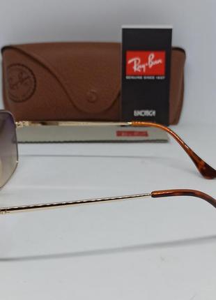 Ray ban 3560 the colonel очки унисекс солнцезащитные линзы стекло градиент коричневые в золотой металлической оправе4 фото