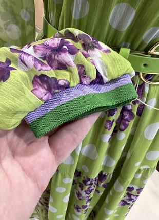 Сукня жіноча шифонова зелена з квітковим принтом5 фото