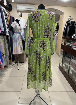 Сукня жіноча шифонова зелена з квітковим принтом3 фото