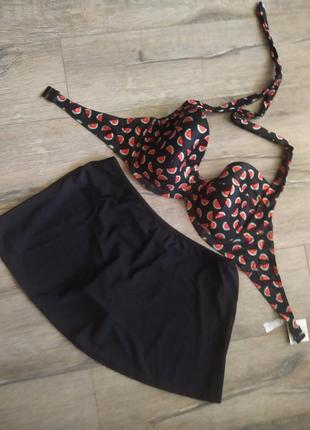 3xl,28/60,asos swim,черный раздельный купальник на поролоне,на косточках,новый1 фото