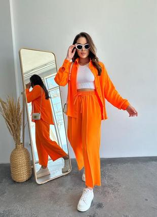 Женский деловой стильный классный классический удобный модный трендовый костюм модный брюки брюки брюки и + рубашка желтый оранжевый