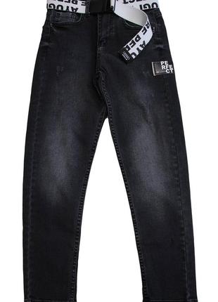 Джинсы черного цвета с поясом для мальчика a-yugi jeans