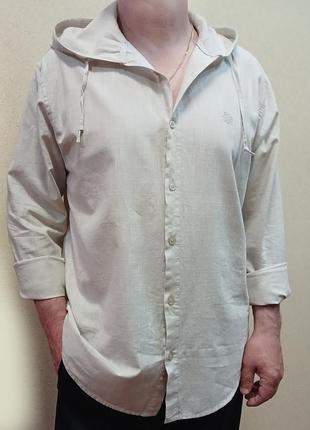 Мужская  рубашка с капюшоном лён+хлопок1 фото