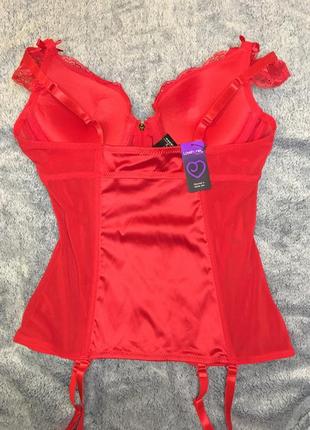 Сексуальний червоний пеньюар корсет з чашкою