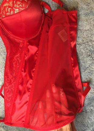 Сексуальний червоний пеньюар корсет з чашкою