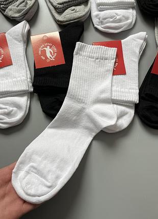 Высокие базовые белые/черные/серые однотонные носки, унисекс, от 36 до 44 размера(купить)