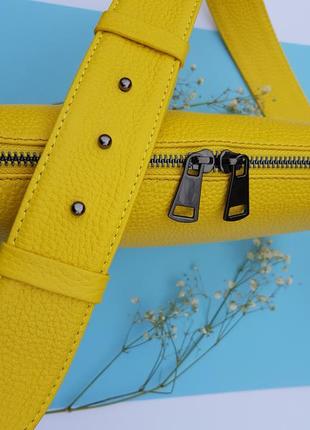 Yellow 💛 желтая кожаная женская сумка4 фото