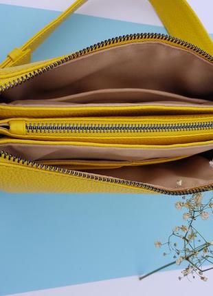 Yellow 💛 желтая кожаная женская сумка5 фото