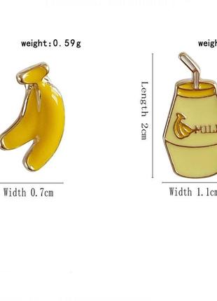 Сережки банан коктейль асиметрія мінімалізм3 фото